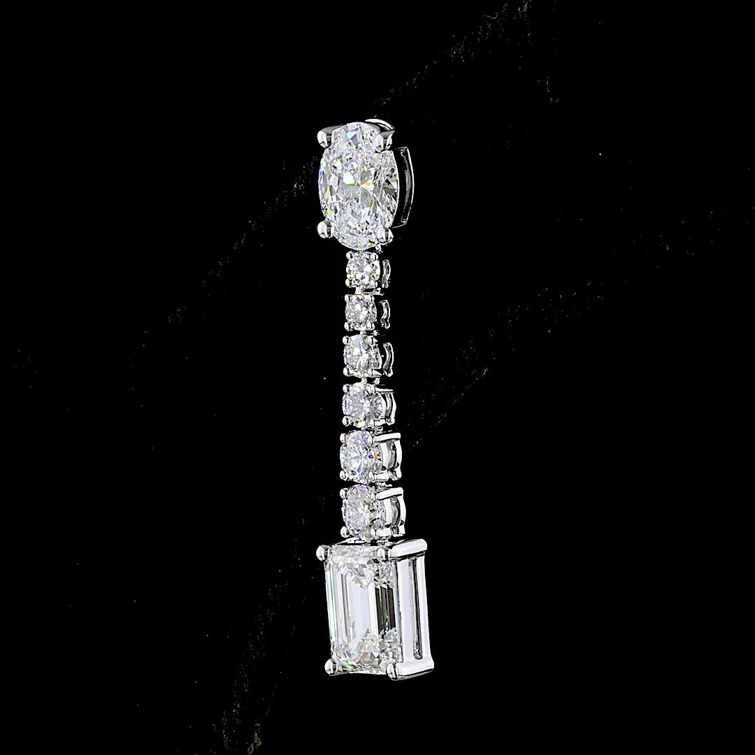 3.39 Cts 14k White Gold Mix Shape Hanging Earring - Image 4