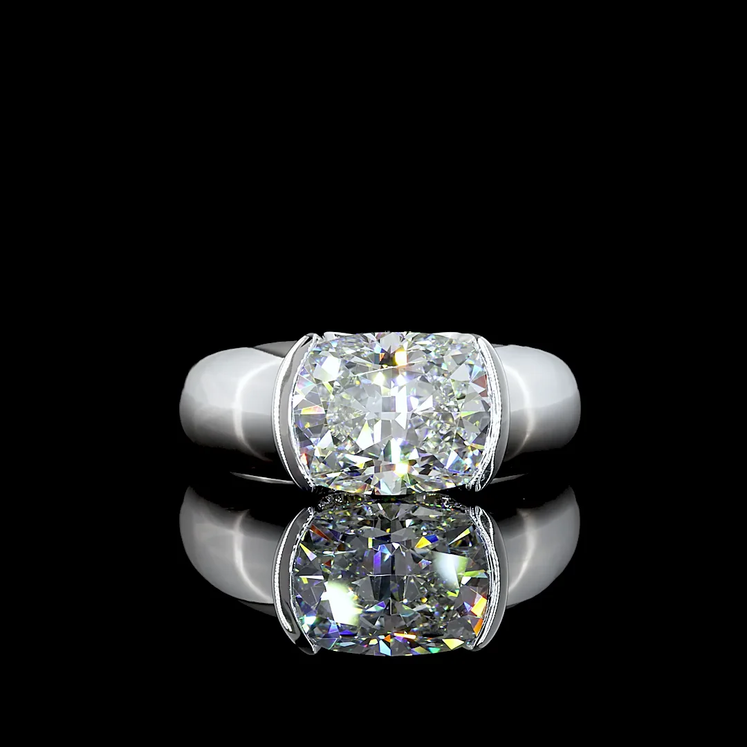 3.29 Cts 14k White Gold Cushion Brilliant Shape Solitaire Ring - Video