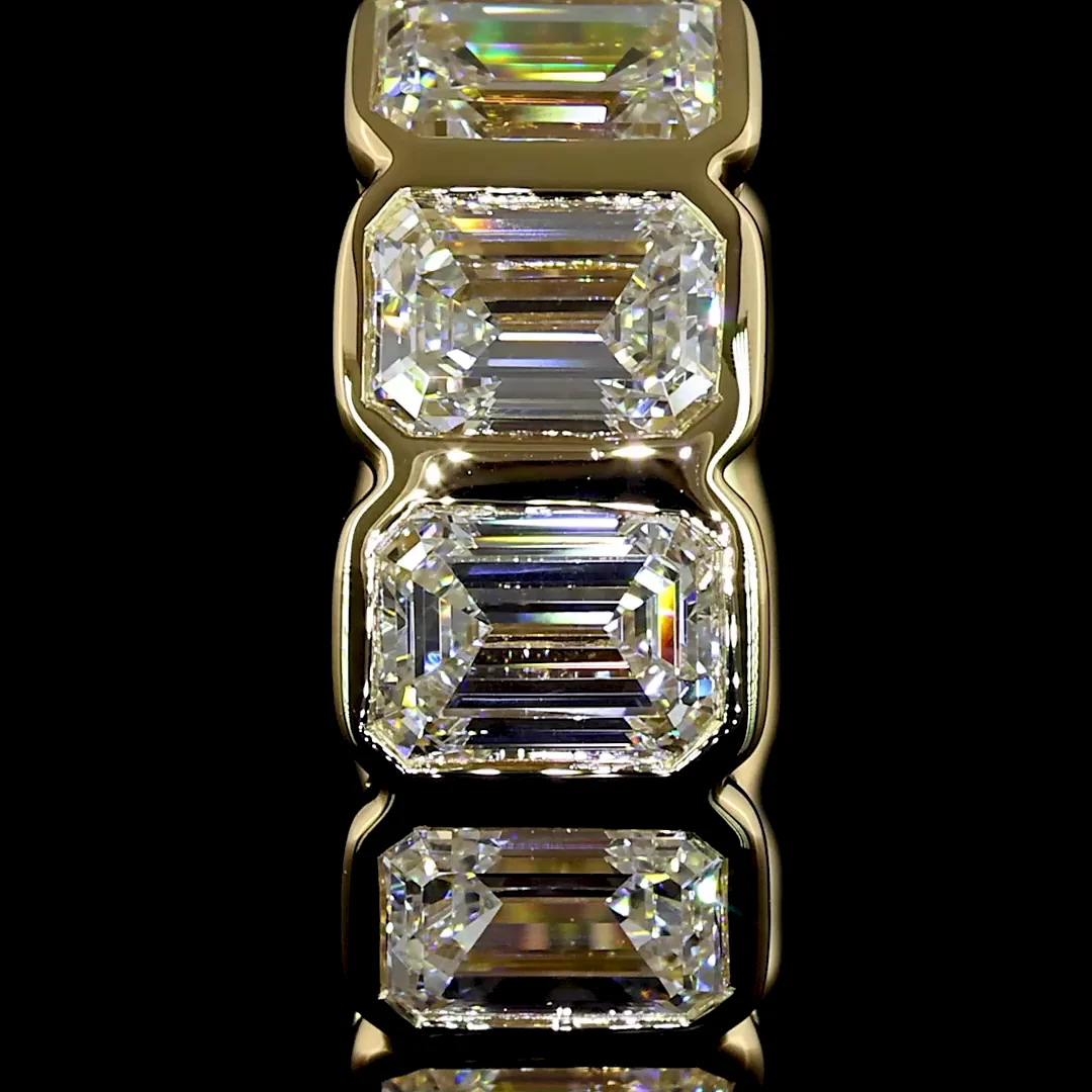 3.61 Cts 14k Yellow Gold Emerald Shape Huggies Earring - Image 3