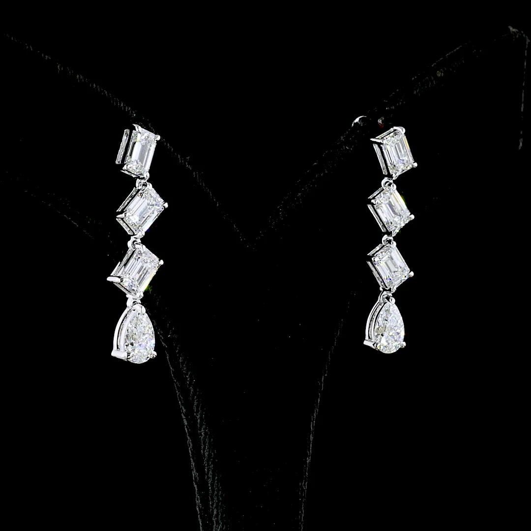 5.01 Cts 14k White Gold Mix Shape Hanging Earring - Image 2