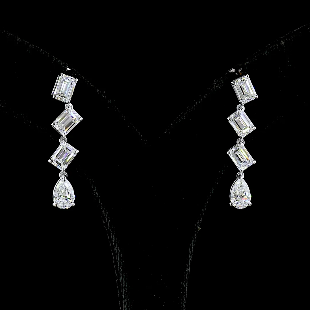 5.01 Cts 14k White Gold Mix Shape Hanging Earring - Video