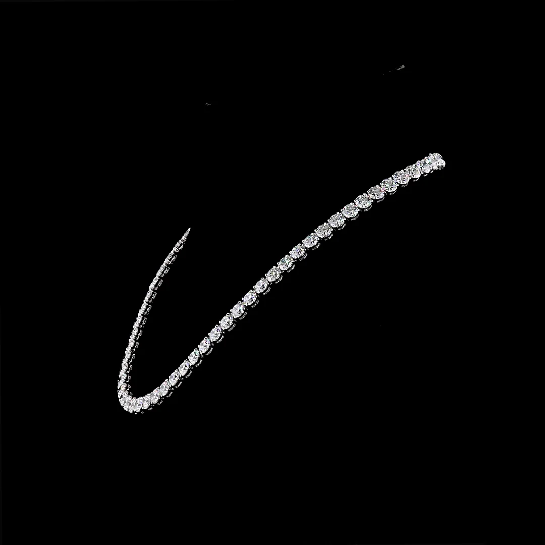 52.62 Cts 14k White Gold Round Shape Tennis Necklace - Image 2