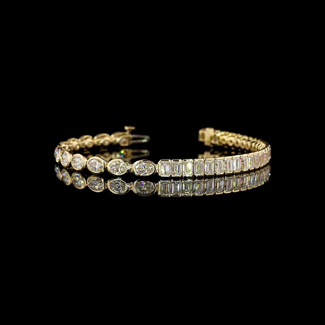 9.32 Cts 14k Yellow Gold Mix Shape Tennis Bracelet - Video