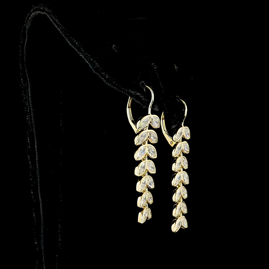 3.33 Cts 14k Yellow Gold Marquise Shape Hanging Earring - Image 2