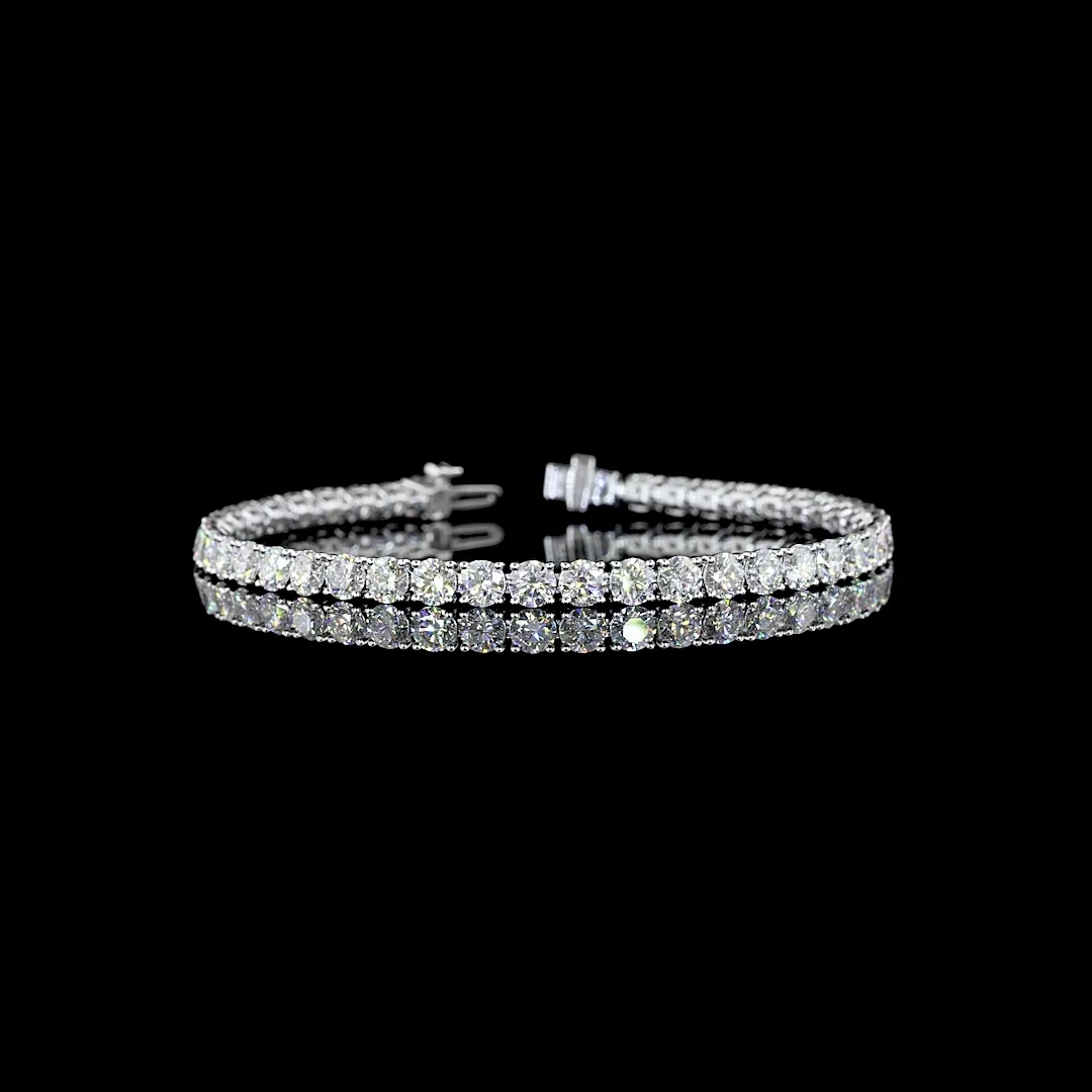 9.82 Cts 14k White Gold Round Shape Tennis Bracelet - Video