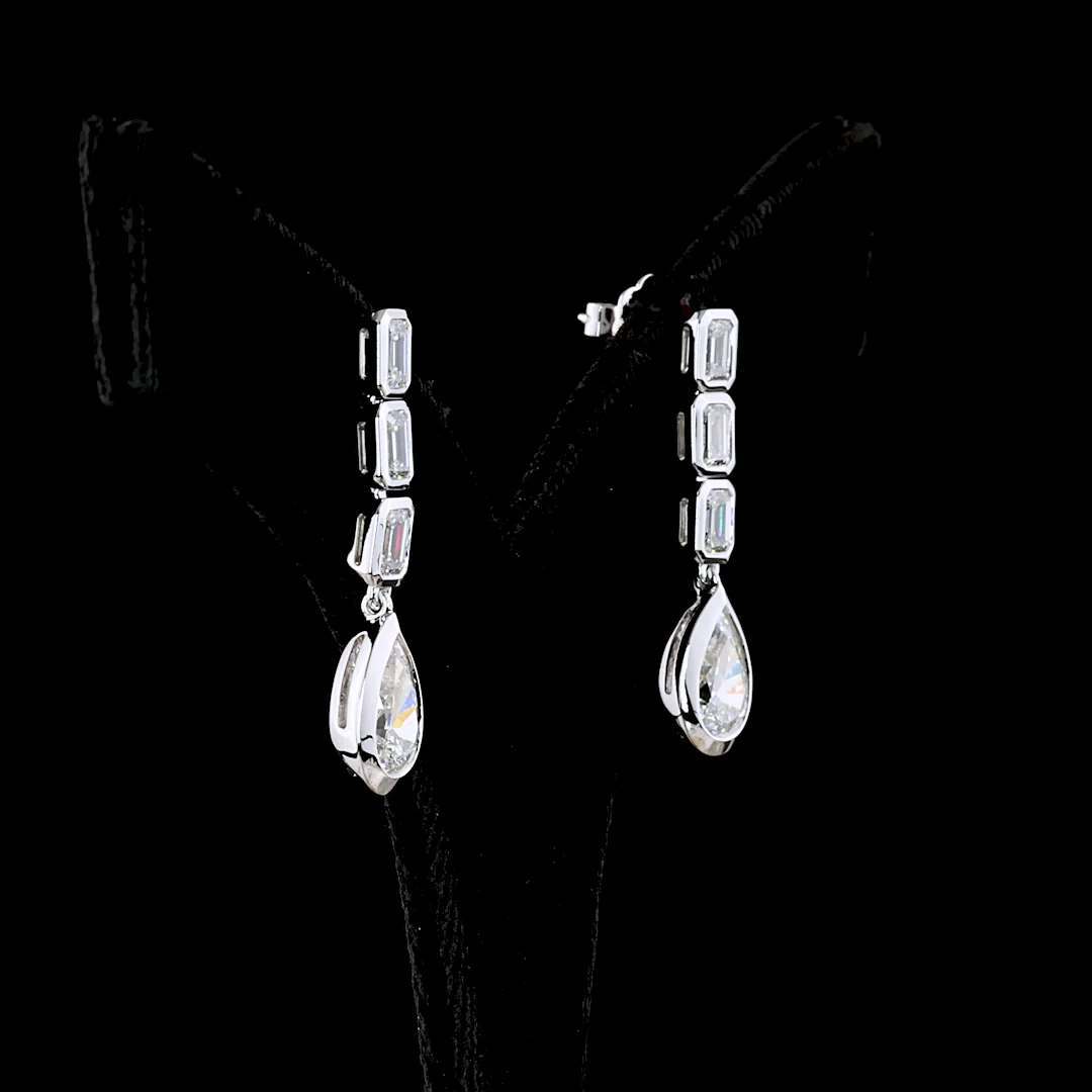 5.08 Cts 14k White Gold Mix Shape Hanging Earring - Image 2