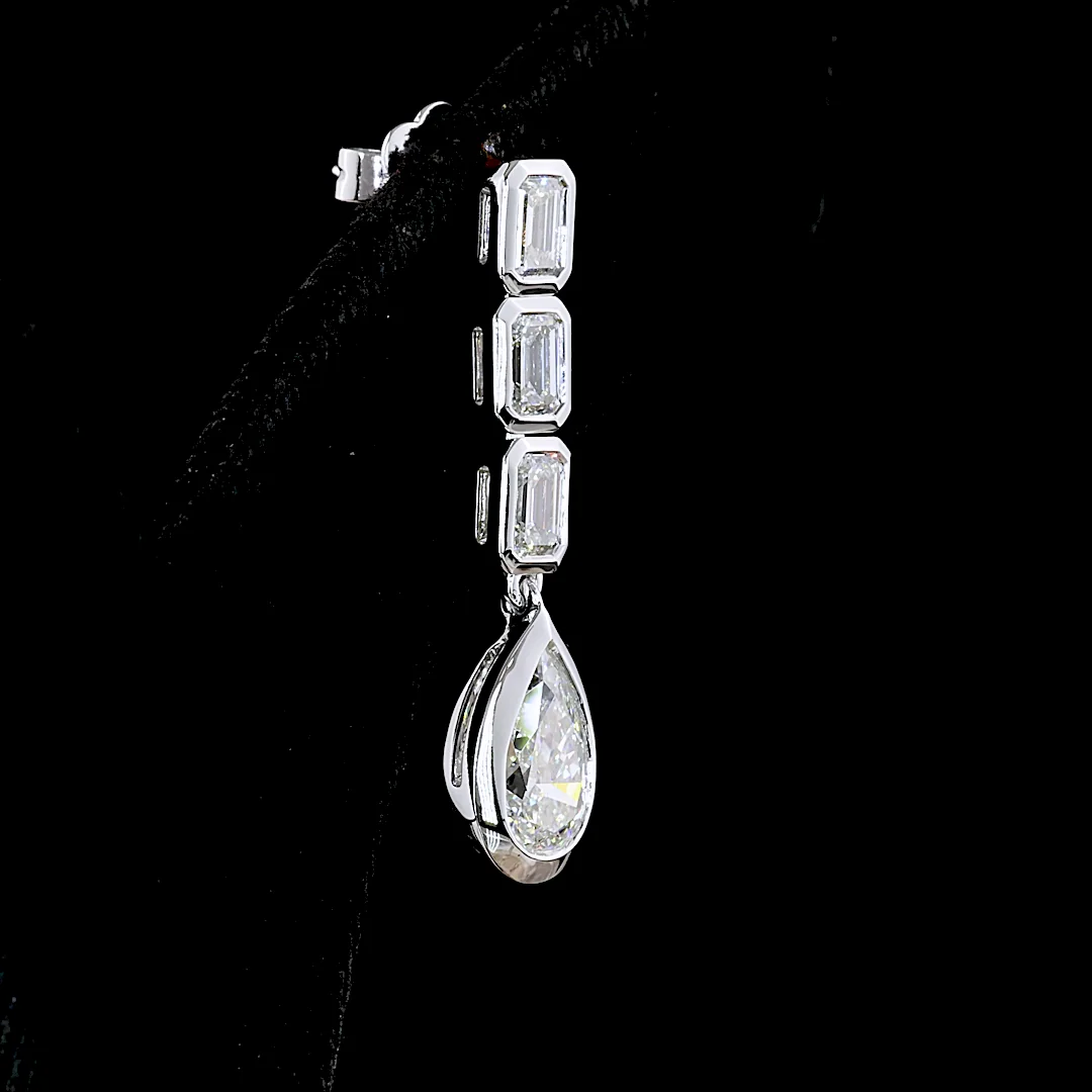 5.08 Cts 14k White Gold Mix Shape Hanging Earring - Image 4