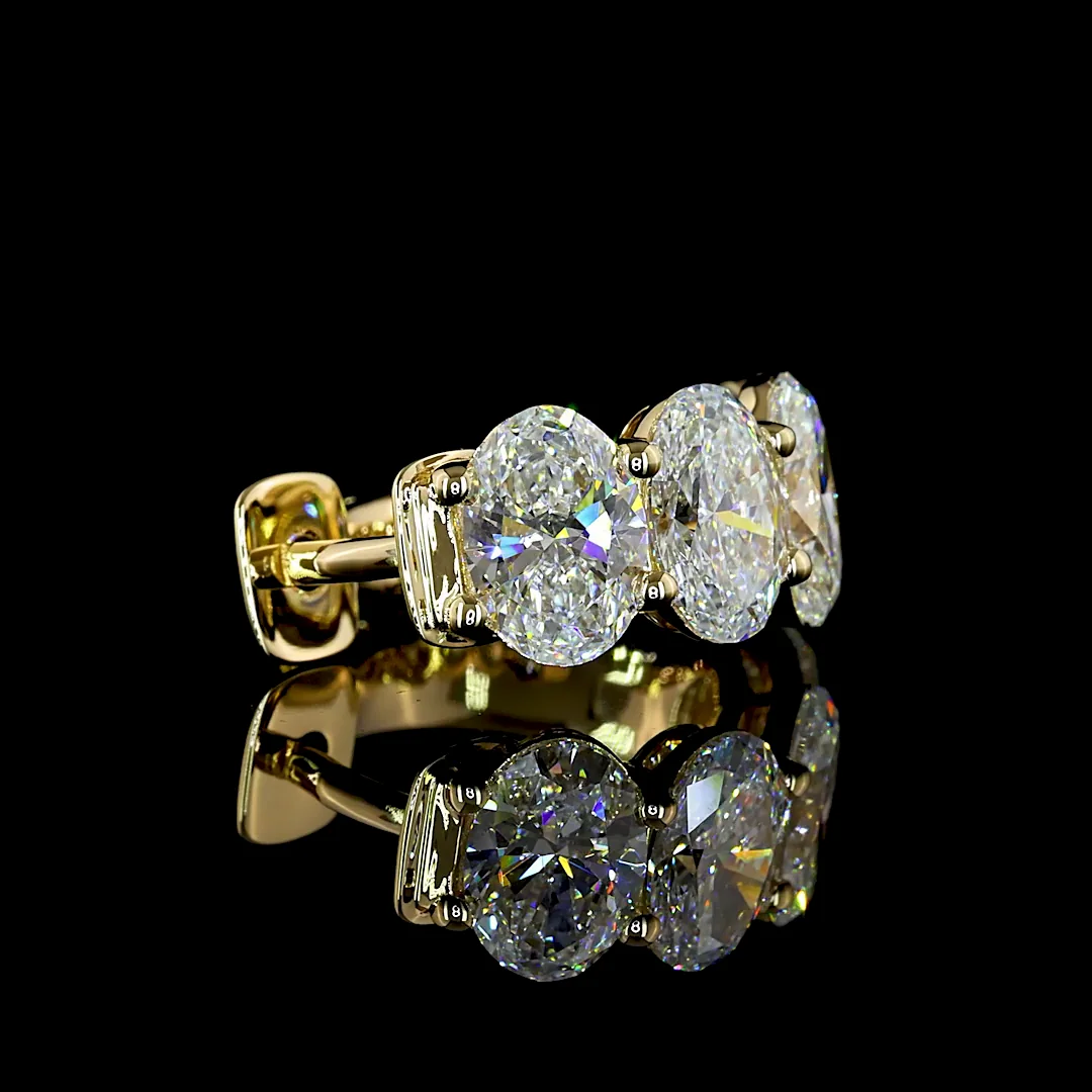 3.62 Cts 14k Yellow Gold Oval Shape Huggies Earring - Image 4