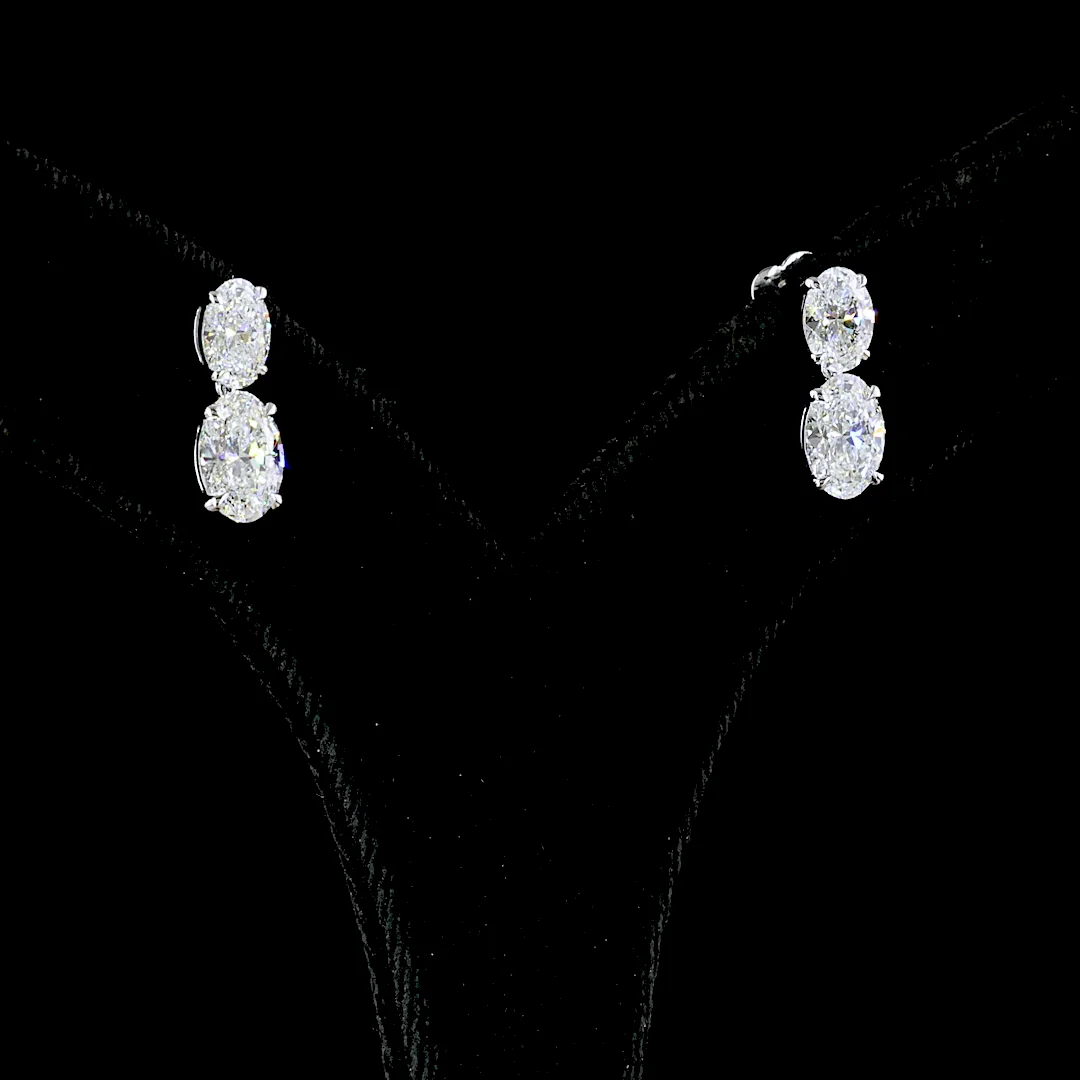 3.04 Cts 14k White Gold Oval Shape Hanging Earring - Image 2