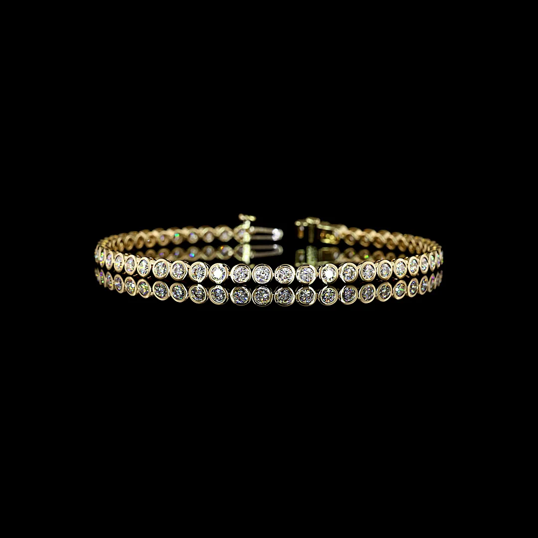2.99 Cts 14k Yellow Gold Round Shape Tennis Bracelet - Video