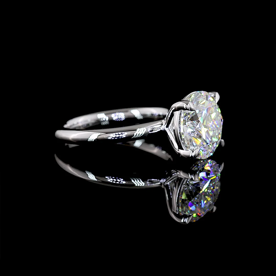 4.11 Cts 14k White Gold Round Shape Solitaire Ring - Image 3