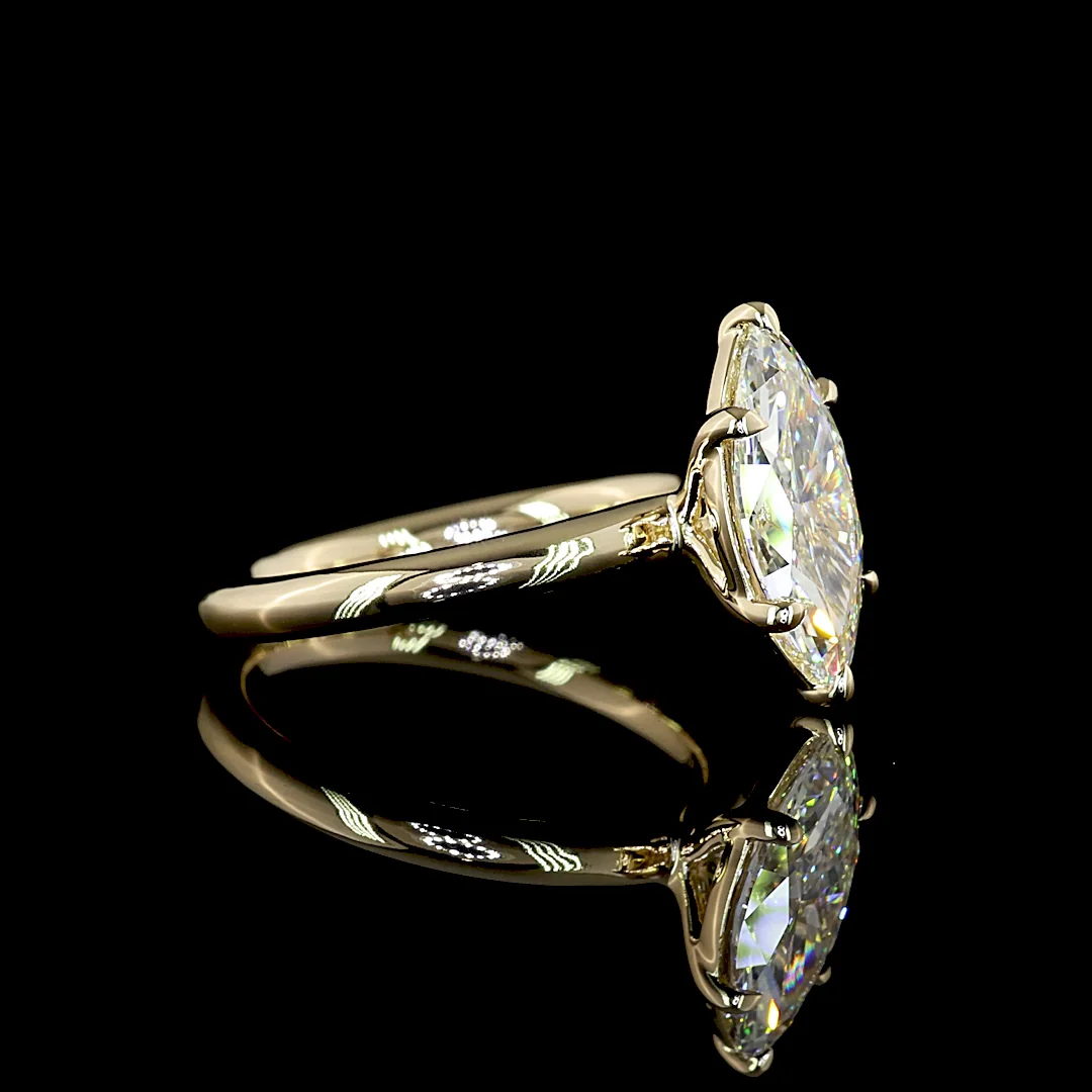 2.07 Cts 14k Yellow Gold Marquise Shape Solitaire Ring - Image 3