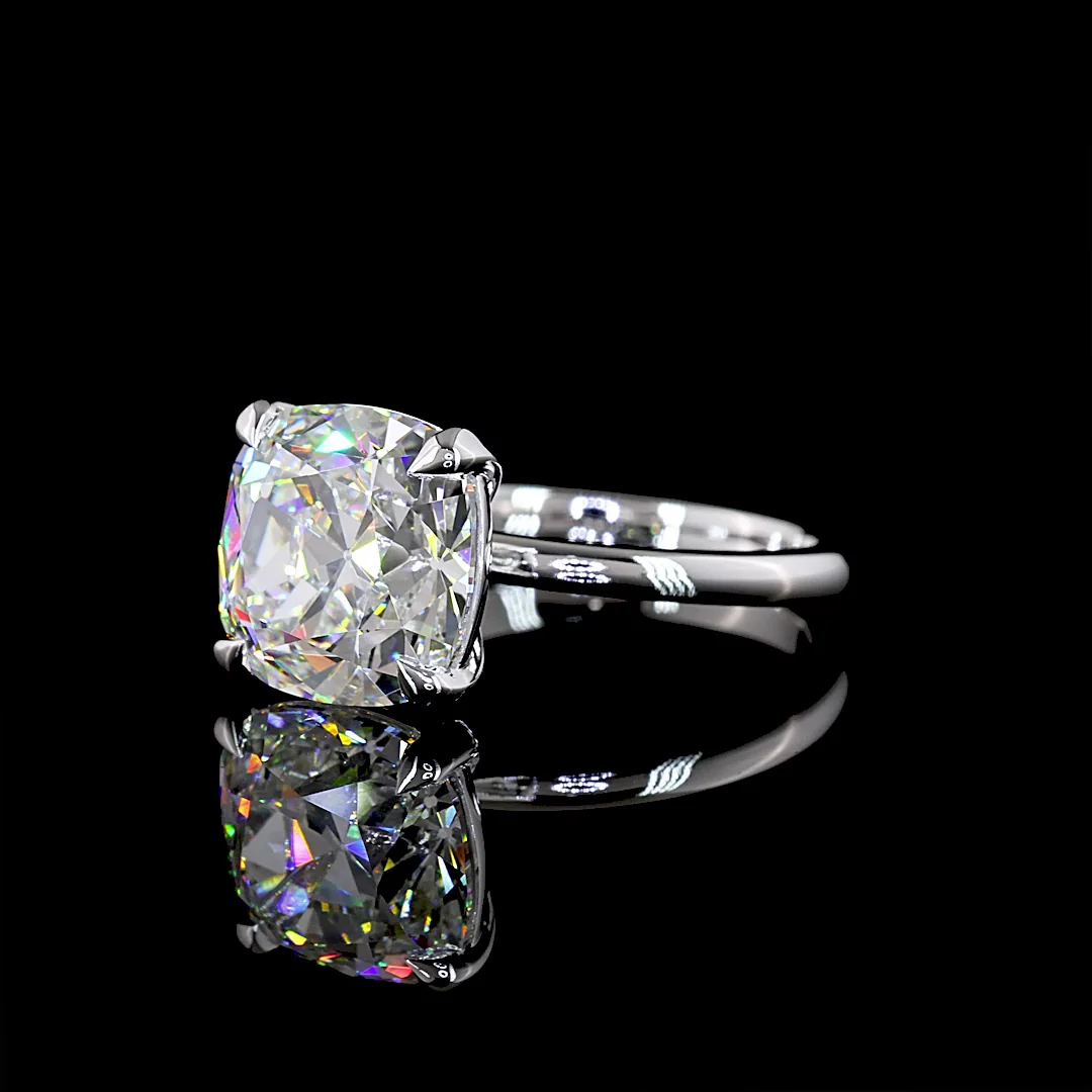 5.44 Cts 14k White Gold Antique Cushion Shape Solitaire Ring - Image 2