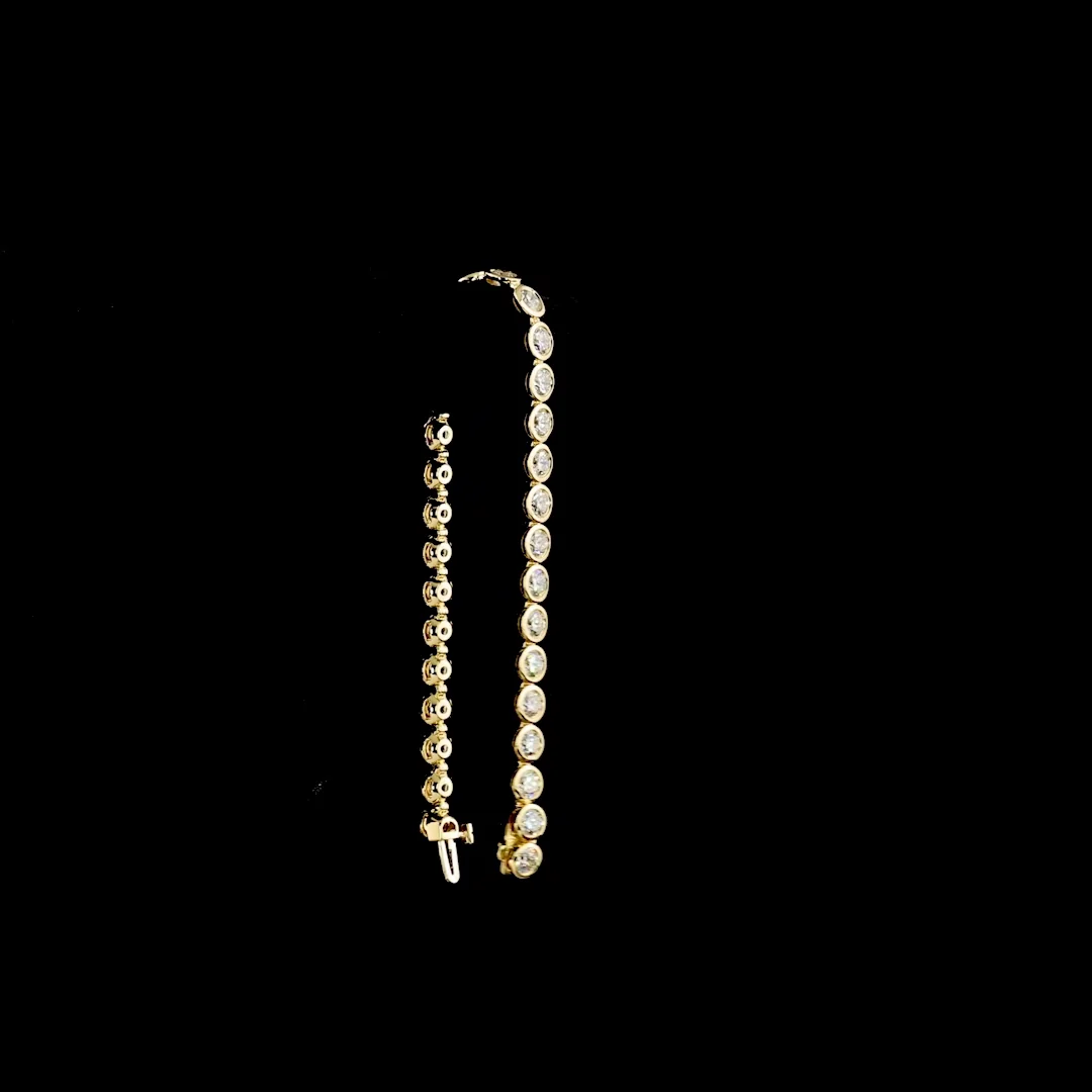 9.82 Cts 14k Yellow Gold Round Shape Tennis Bracelet - Image 3
