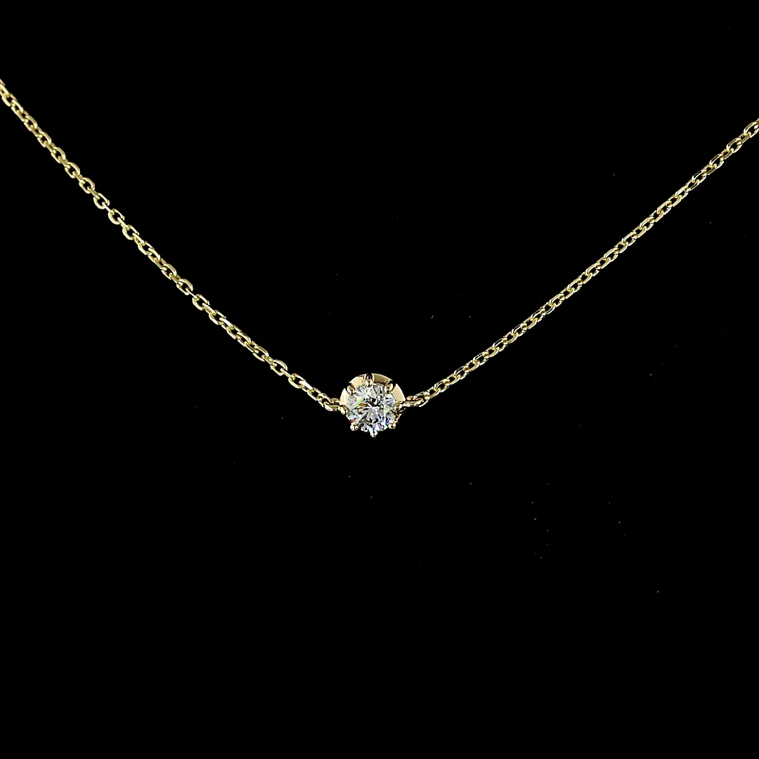 1.76 Cts 14k Yellow Gold Round Shape Station Necklace - Image 3
