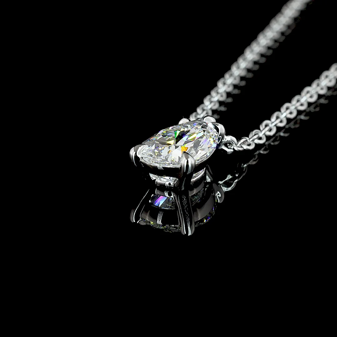 1.61 Cts 14k White Gold Pear Shape Solitaire Pendant - Image 4