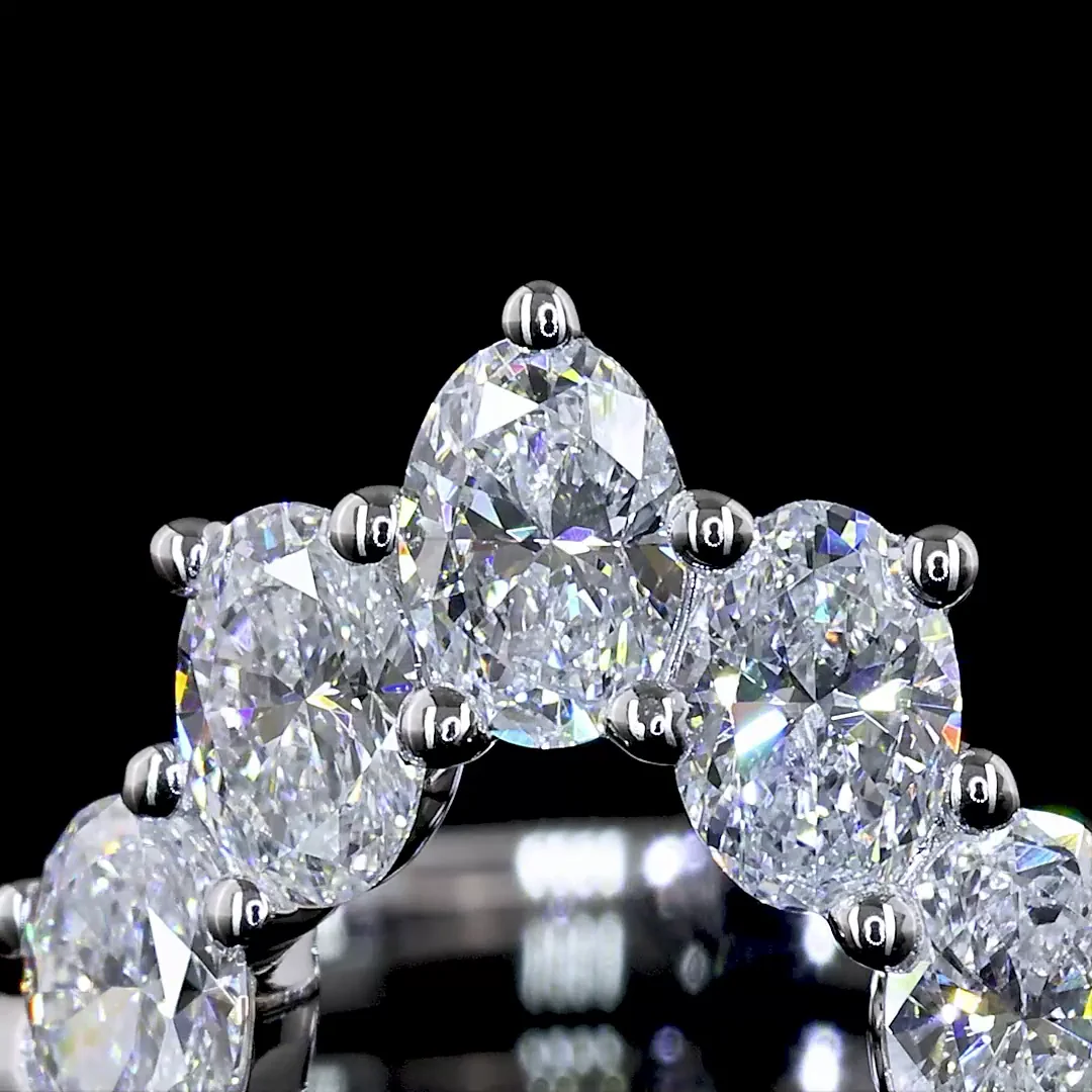 0.68 Cts 14k White Gold Oval Shape 5 Stones Eternity Band - Image 3