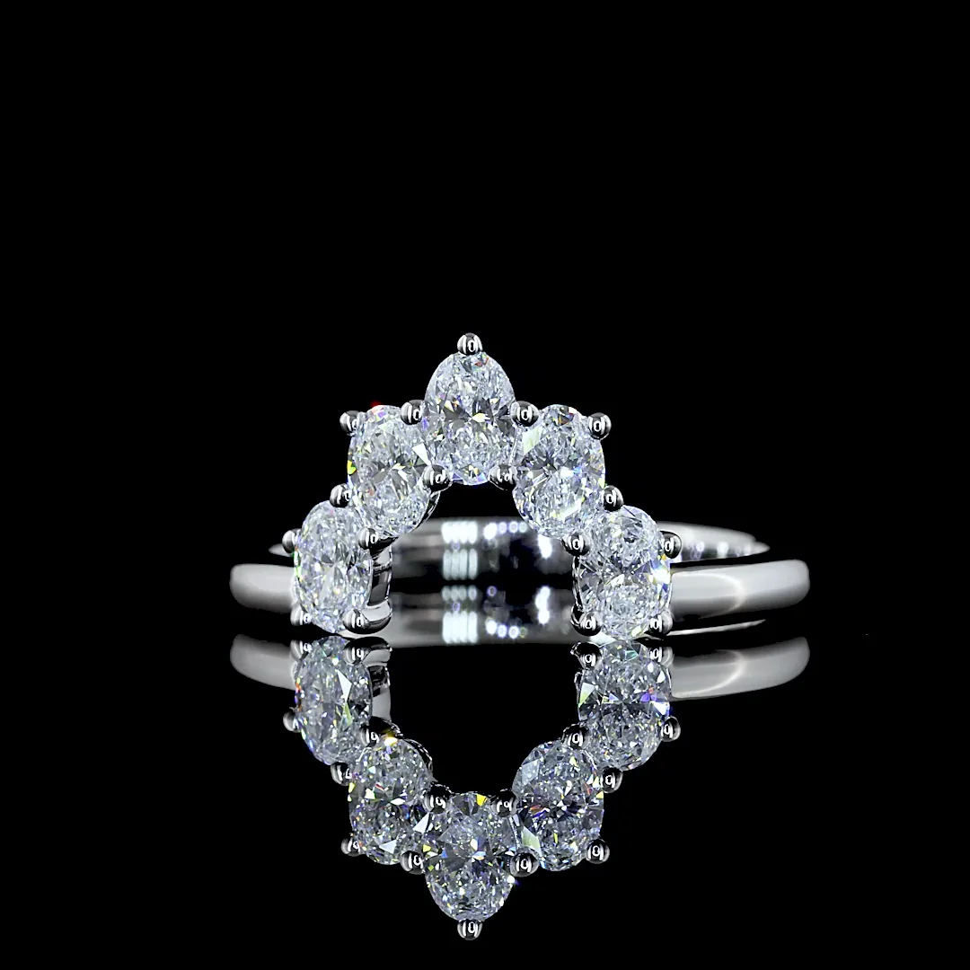 0.68 Cts 14k White Gold Oval Shape 5 Stones Eternity Band - Video