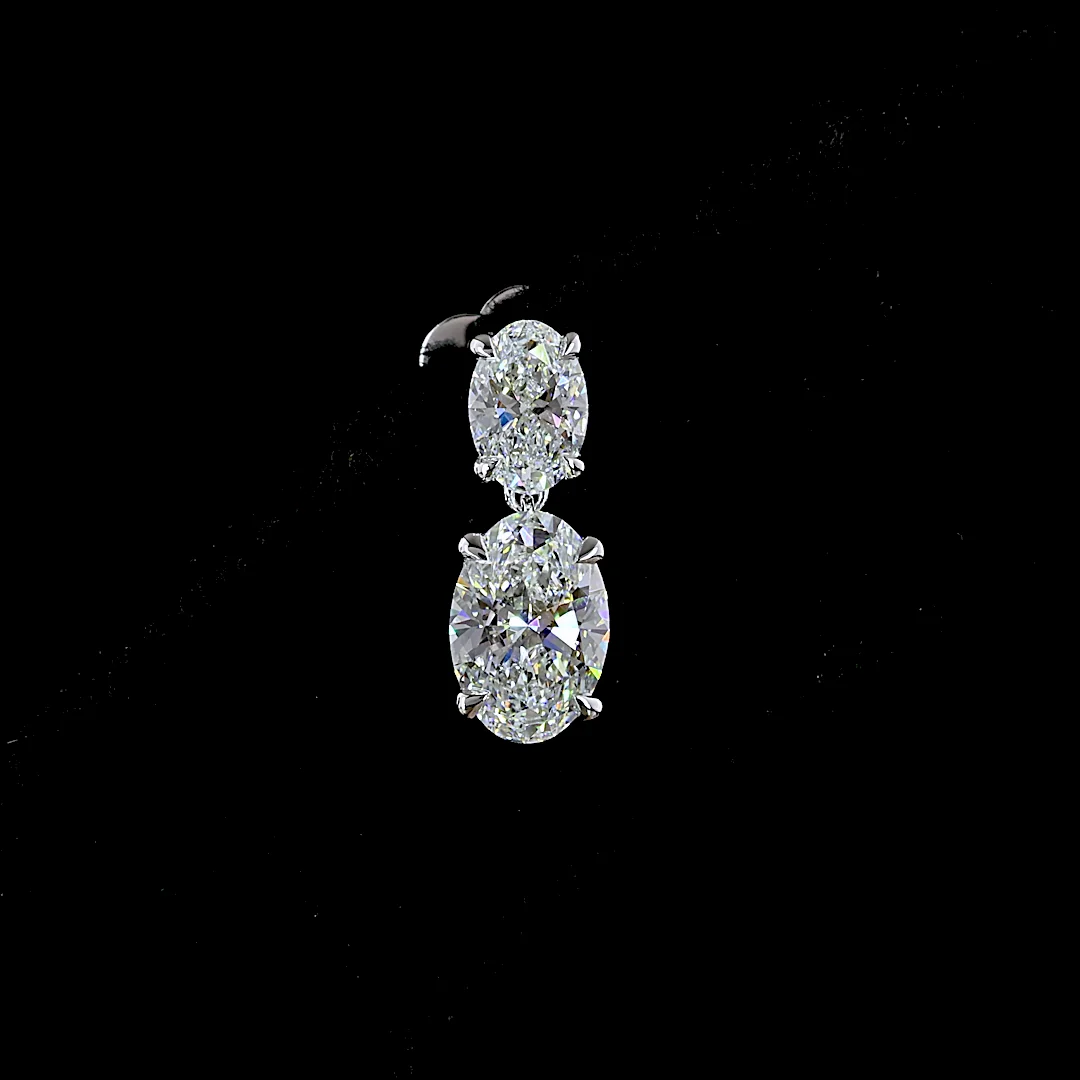 2.12 Cts 14k White Gold Oval Shape Hanging Earring - Image 3