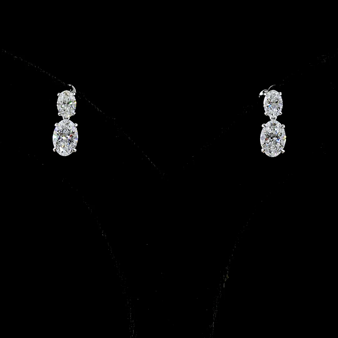 2.12 Cts 14k White Gold Oval Shape Hanging Earring - Video