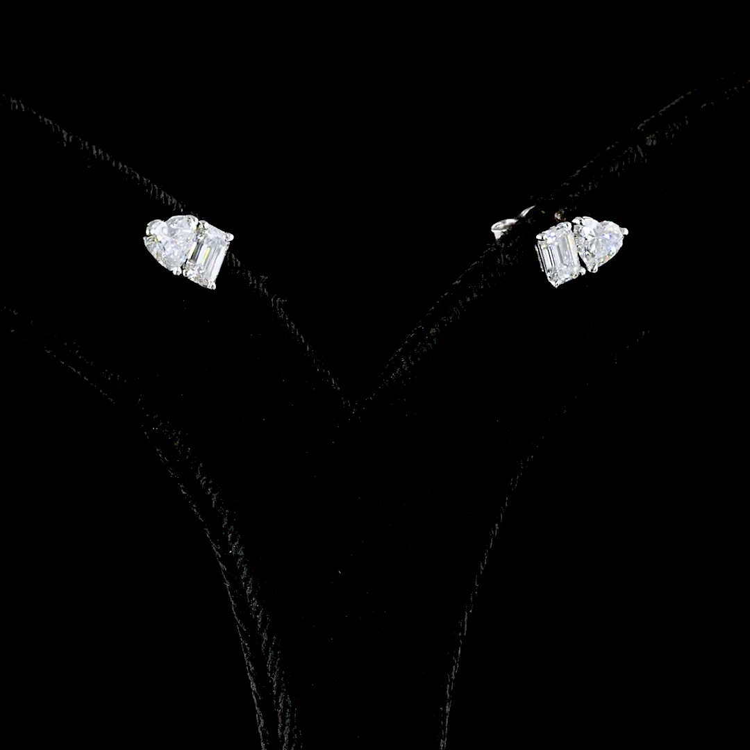 1.54 Cts 14k White Gold Mix Shape Studs Earring - Image 2