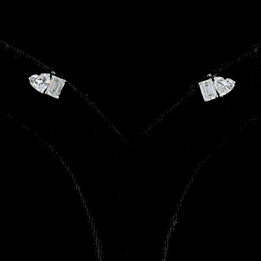 1.54 Cts 14k White Gold Mix Shape Studs Earring - Video