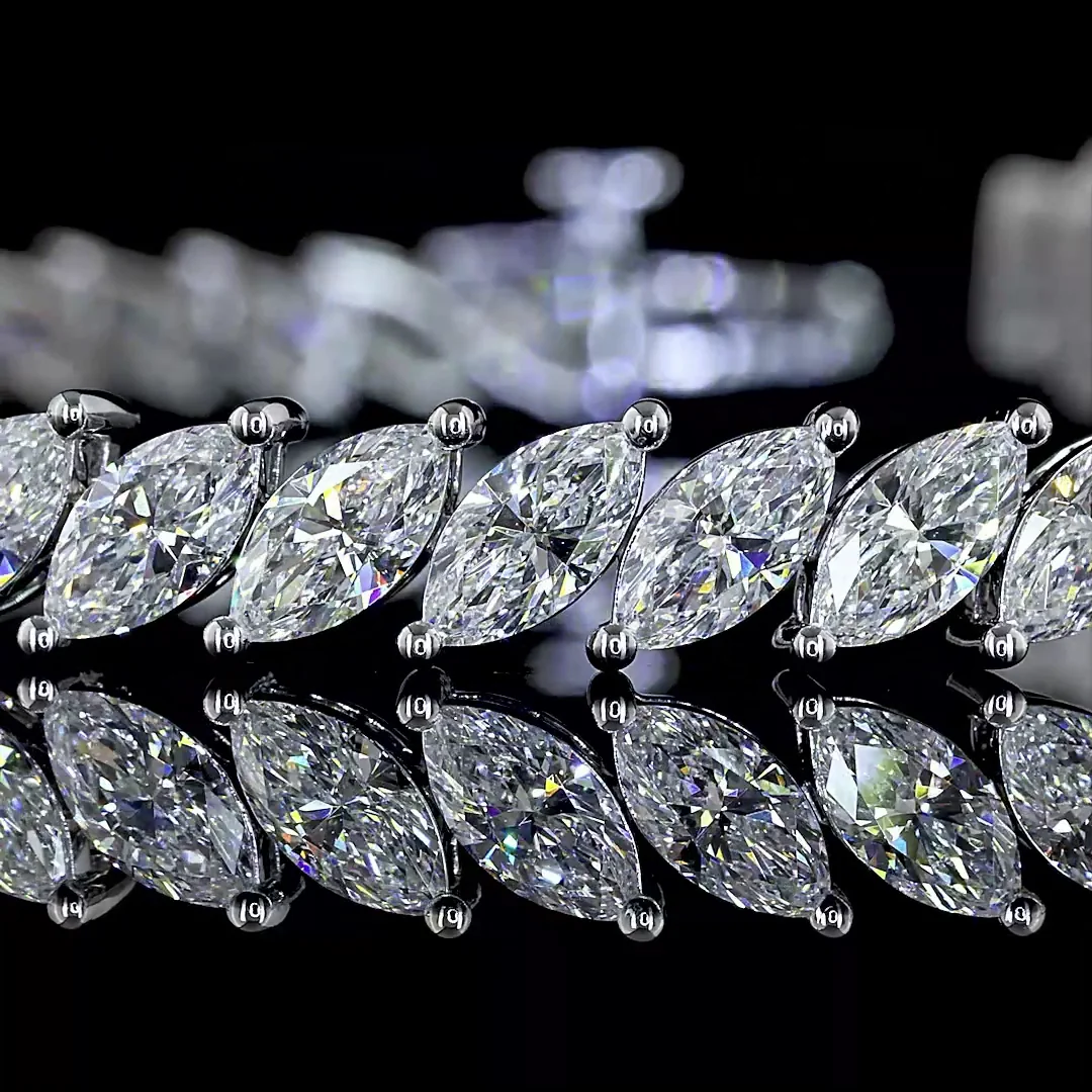 8.32 Cts 14k White Gold Marquise Shape Tennis Bracelet - Image 2