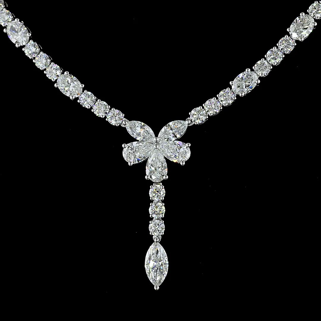 13.91 Cts 14k White Gold Mix Shape Special Necklace - Image 3