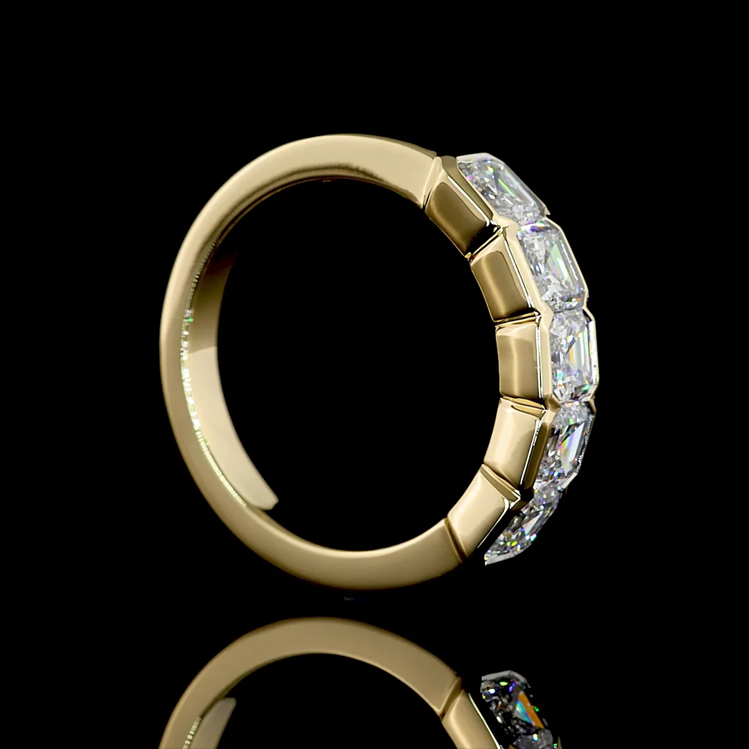 2.06 Cts 14k Yellow Gold Asscher Shape 5 Stones Eternity Band - Image 2