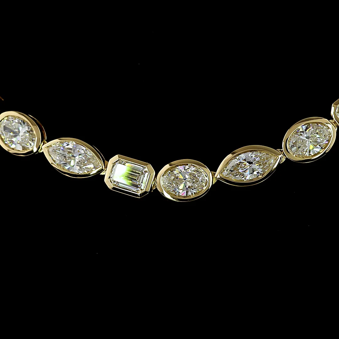 18.25 Cts 14k Yellow Gold Mix Shape Tennis Necklace - Image 3