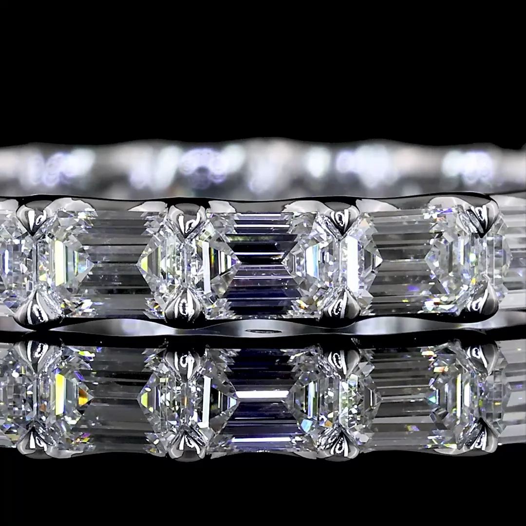 1.84 Cts 14k White Gold Emerald Shape Eternity Band Eternity Band - Image 3