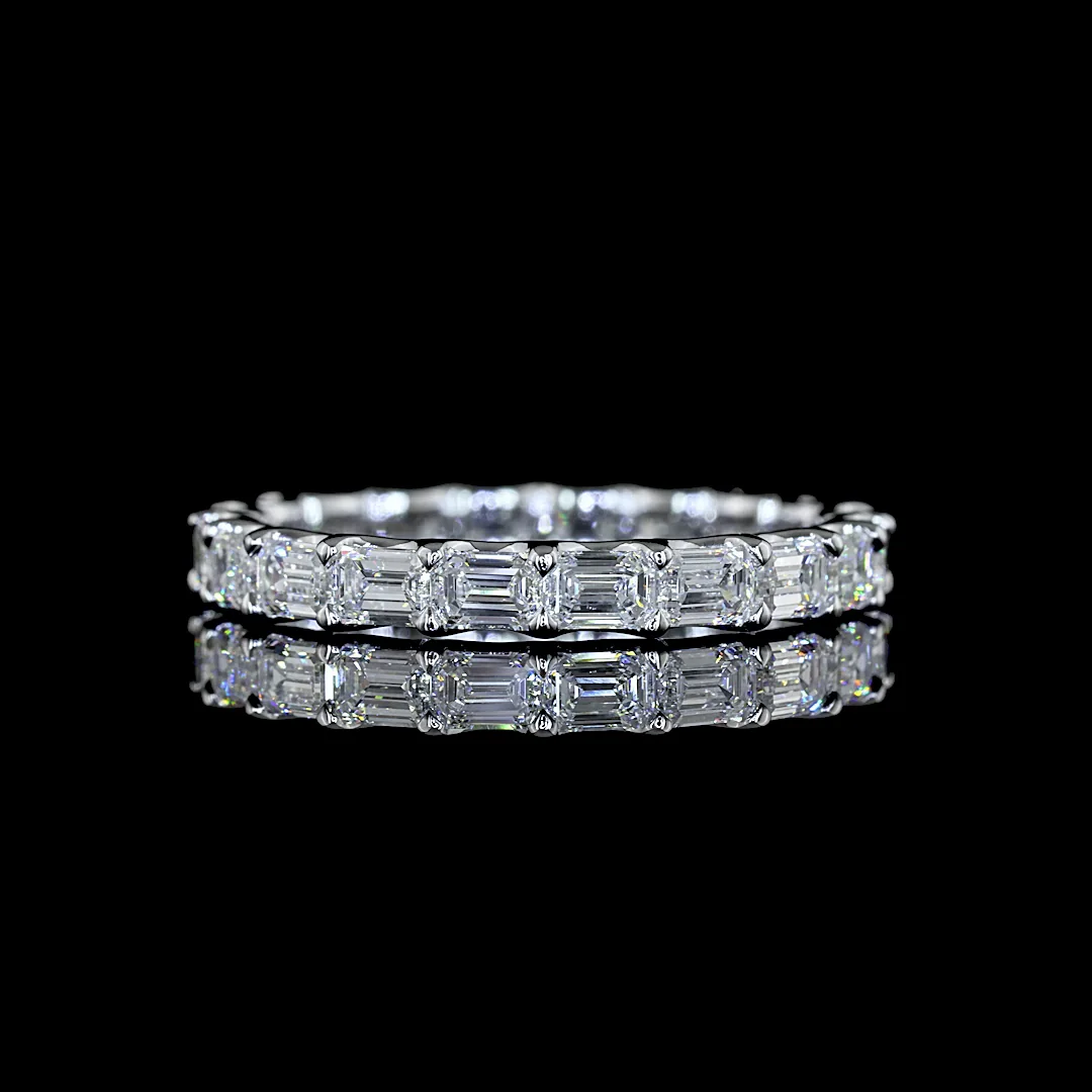 1.84 Cts 14k White Gold Emerald Shape Eternity Band Eternity Band - Video