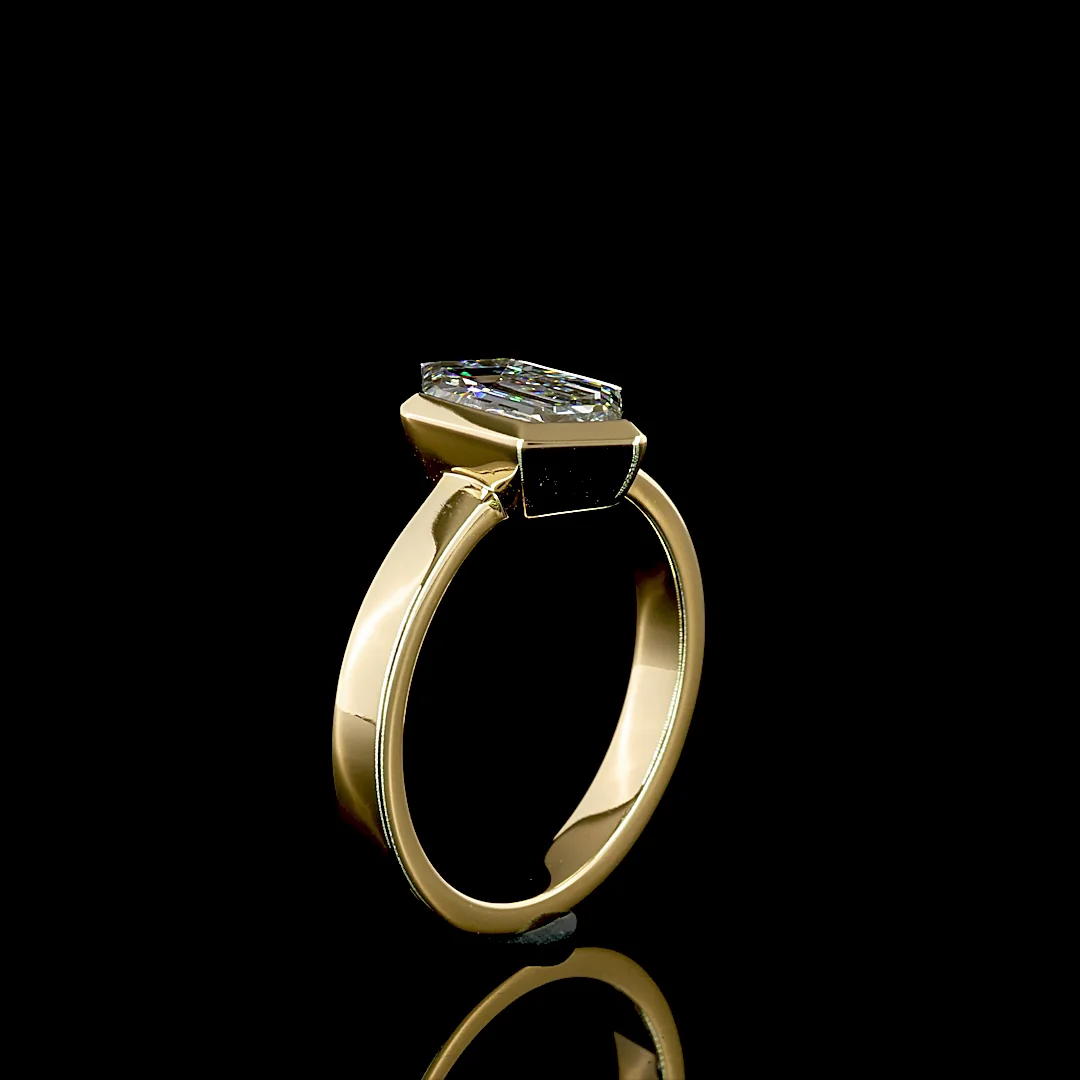 2.12 Cts 14k Yellow Gold Step Marquise Shape Solitaire Ring - Image 4