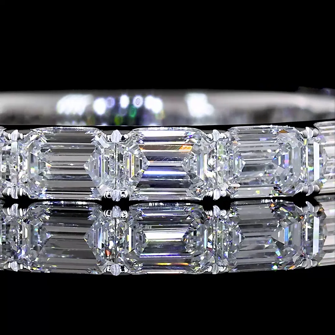 1.4 Cts 14k White Gold Emerald Shape 3/4 Band Eternity Band - Image 3