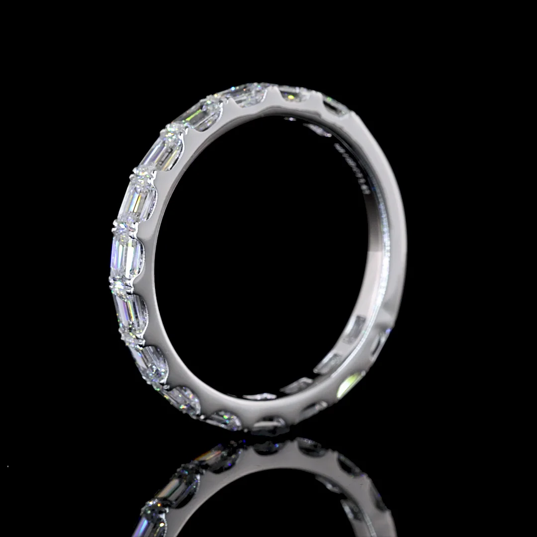 1.4 Cts 14k White Gold Emerald Shape 3/4 Band Eternity Band - Image 4
