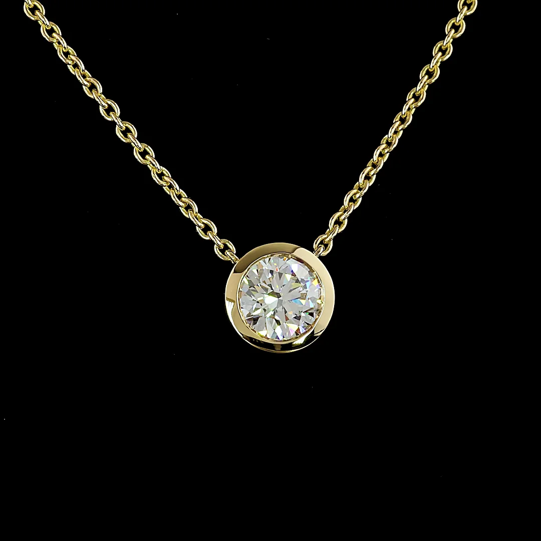 1.51 Cts 14k Yellow Gold Round Shape Solitaire Pendant - Image 3