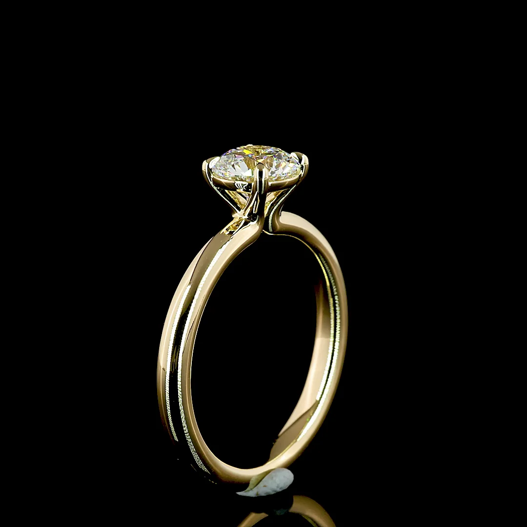 1 Cts 14k Yellow Gold Round Shape Solitaire Ring - Image 4