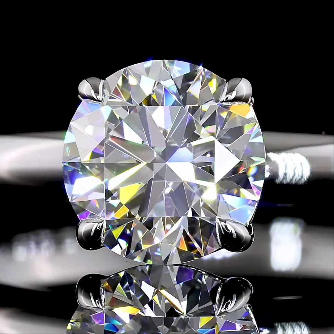 1.01 Cts 14k White Gold Round Shape Solitaire Ring - Image 3