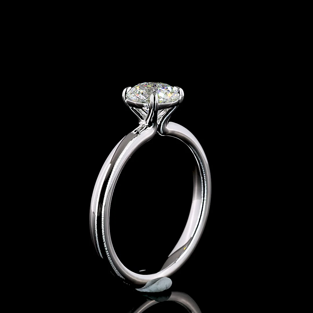 1.01 Cts 14k White Gold Round Shape Solitaire Ring - Image 4