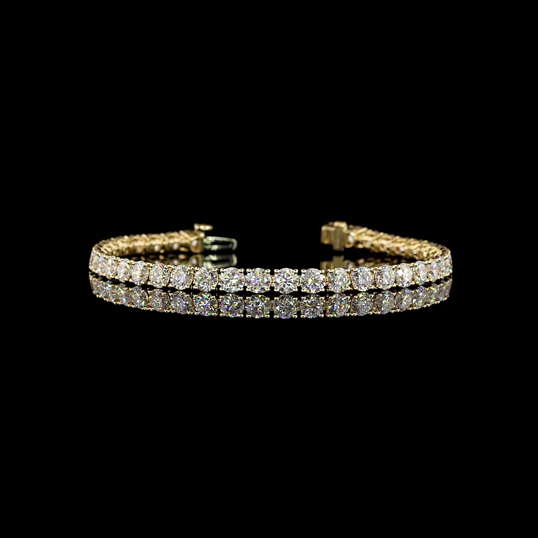 9.67 Cts 14k Yellow Gold Round Shape Tennis Bracelet - Video