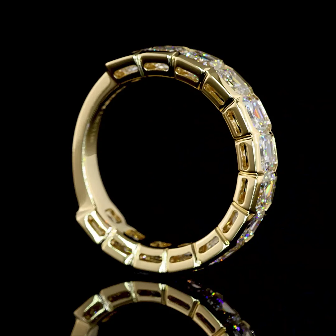 3.96 Cts 14k Yellow Gold Asscher Shape 3/4 Band Eternity Band - Image 2