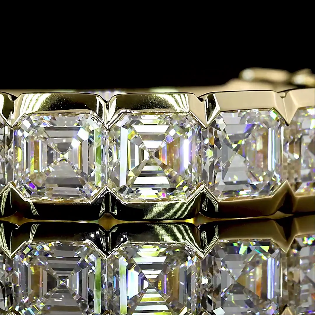 3.96 Cts 14k Yellow Gold Asscher Shape 3/4 Band Eternity Band - Image 3