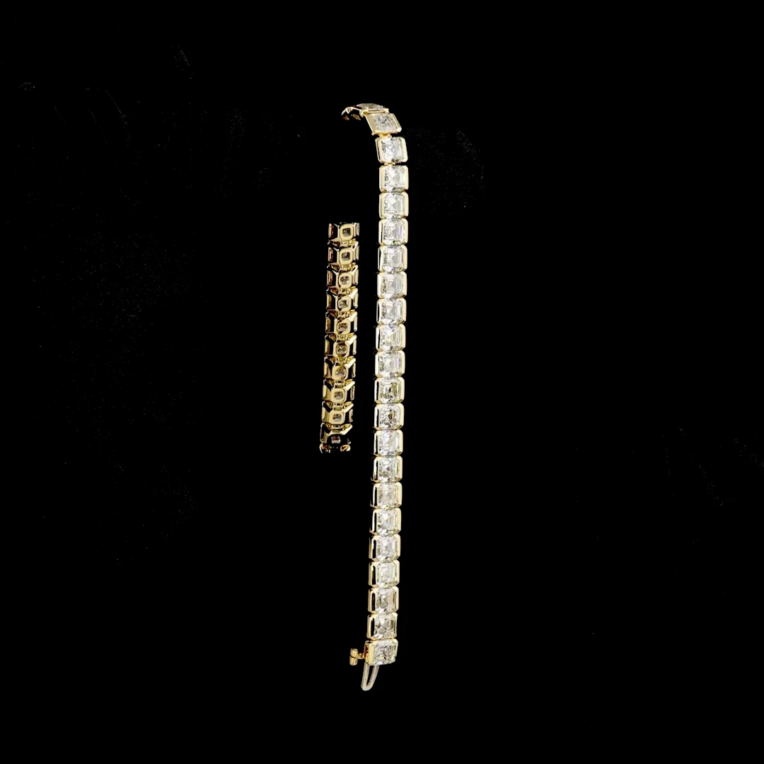 20.14 Cts 14k Yellow Gold Asscher Shape Tennis Bracelet - Image 3