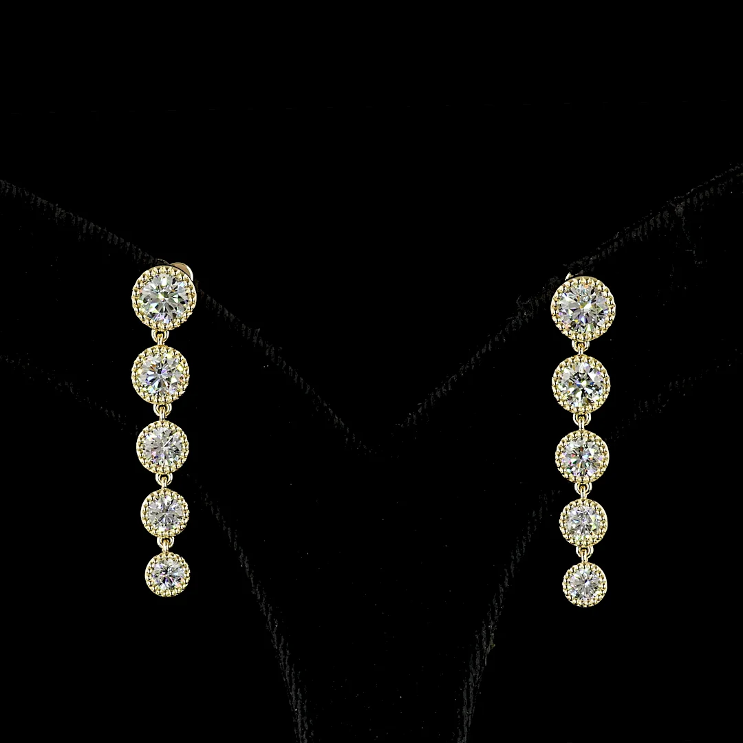 2.83 Cts 14k Yellow Gold Round Shape Hanging Earring - Video
