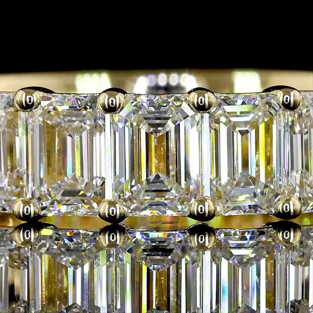 3.29 Cts 14k Yellow Gold Emerald Shape 3/4 Band Eternity Band - Image 3