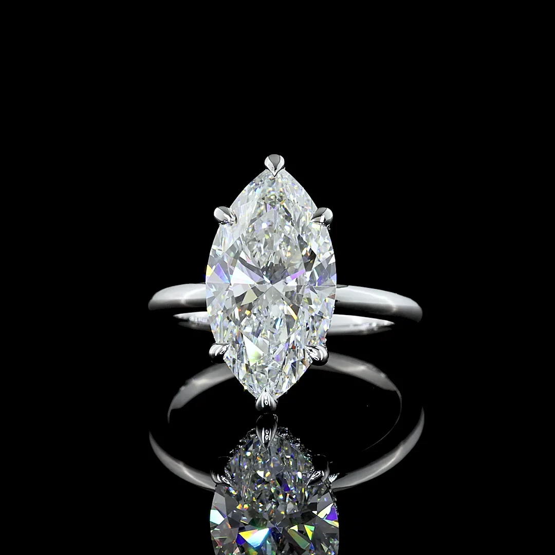 5.27 Cts 14k White Gold Marquise Shape Hidden Halo Ring - Video
