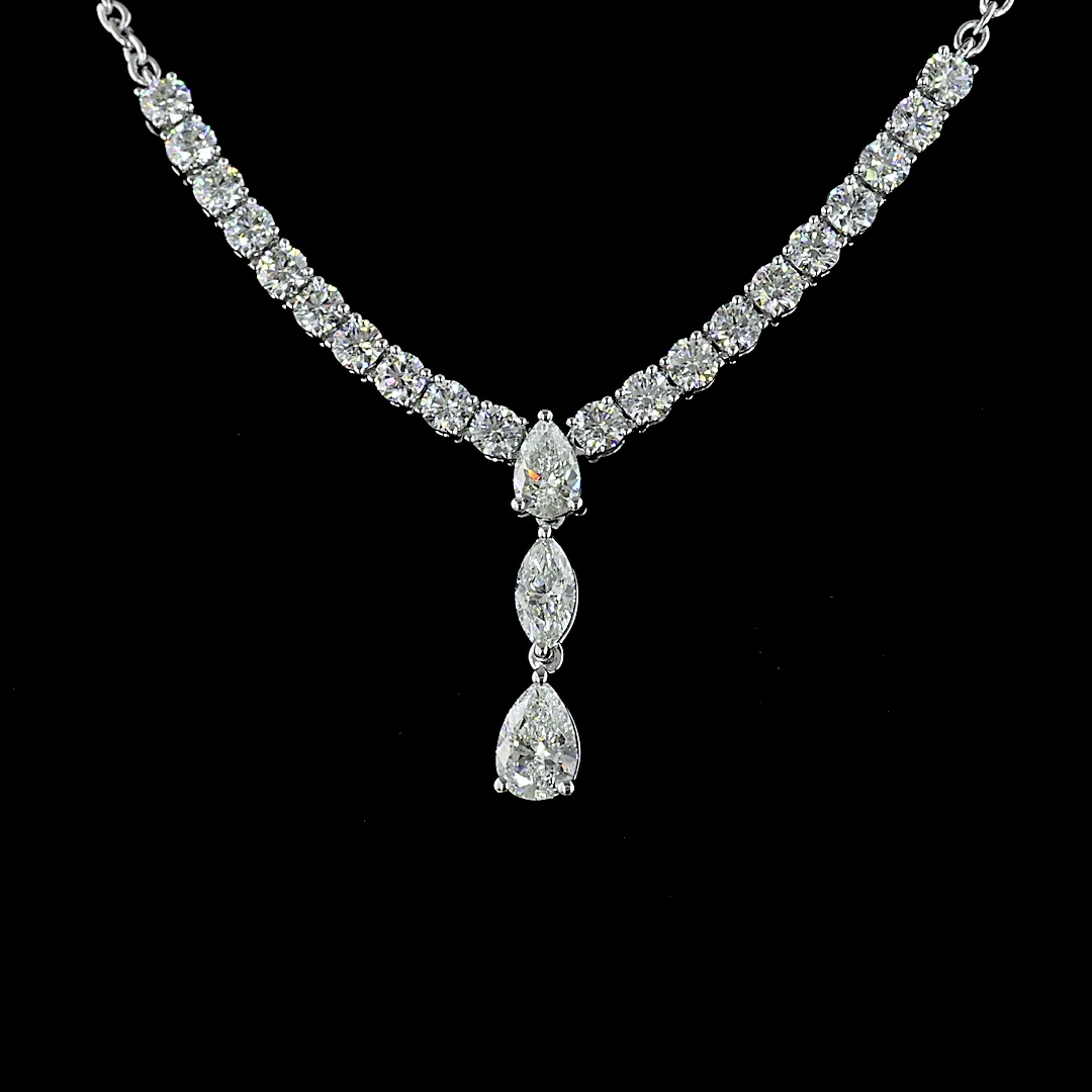 3.04 Cts 14k White Gold Mix Shape Special Necklace - Image 3