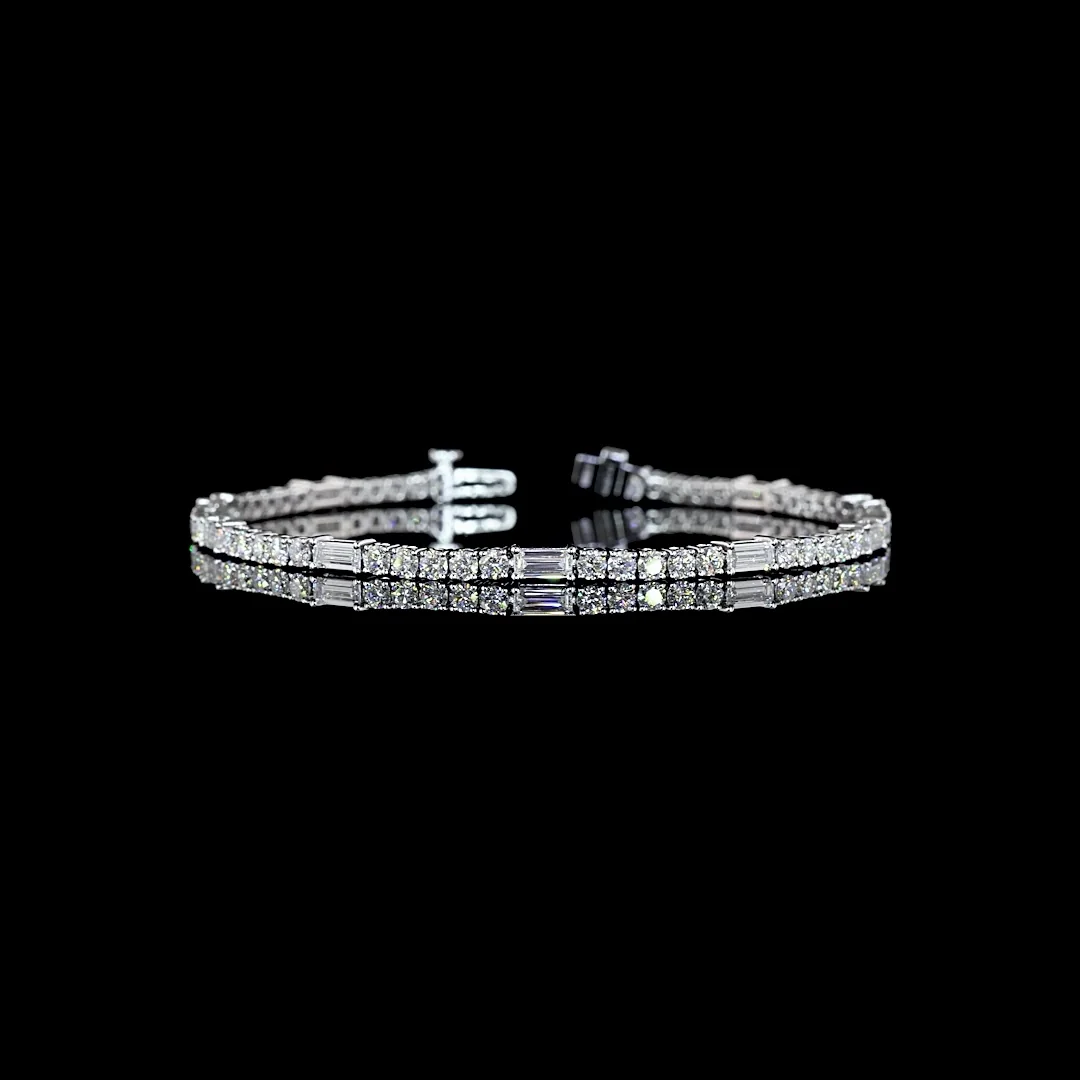 4.26 Cts 14k White Gold Mix Shape Station Line Tennis Bracelet - Video