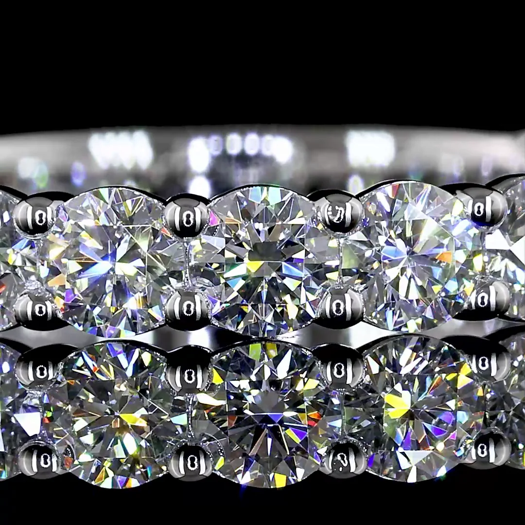 1.53 Cts 14k White Gold Round Shape 3/4 Band Eternity Band - Image 3