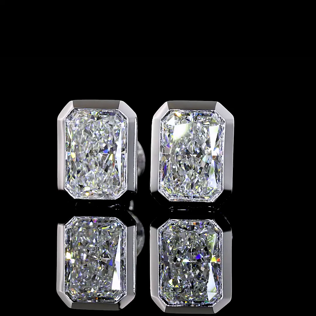 2.05 Cts 14k White Gold Radiant Shape Studs Earring - Video
